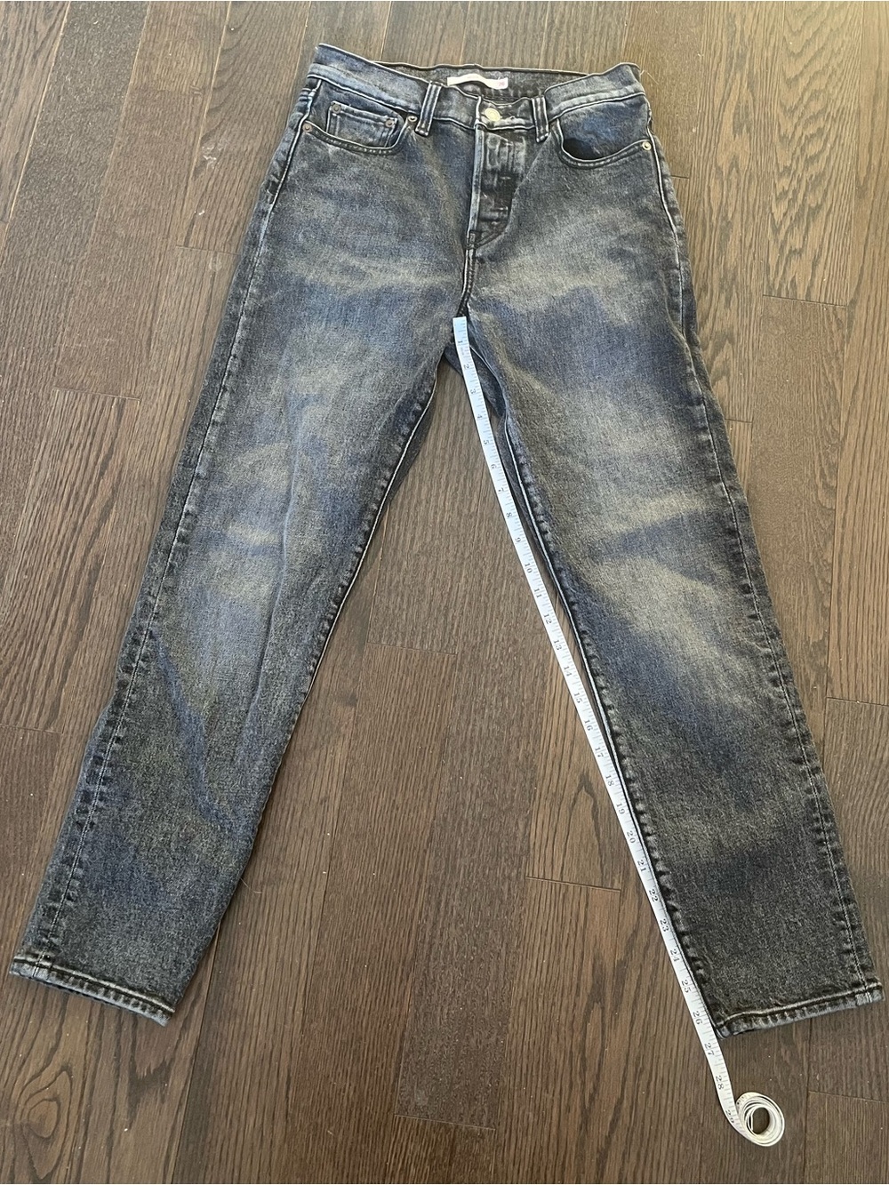 Levi's Wedgie Ankle Straight Washed Black Denim size 26